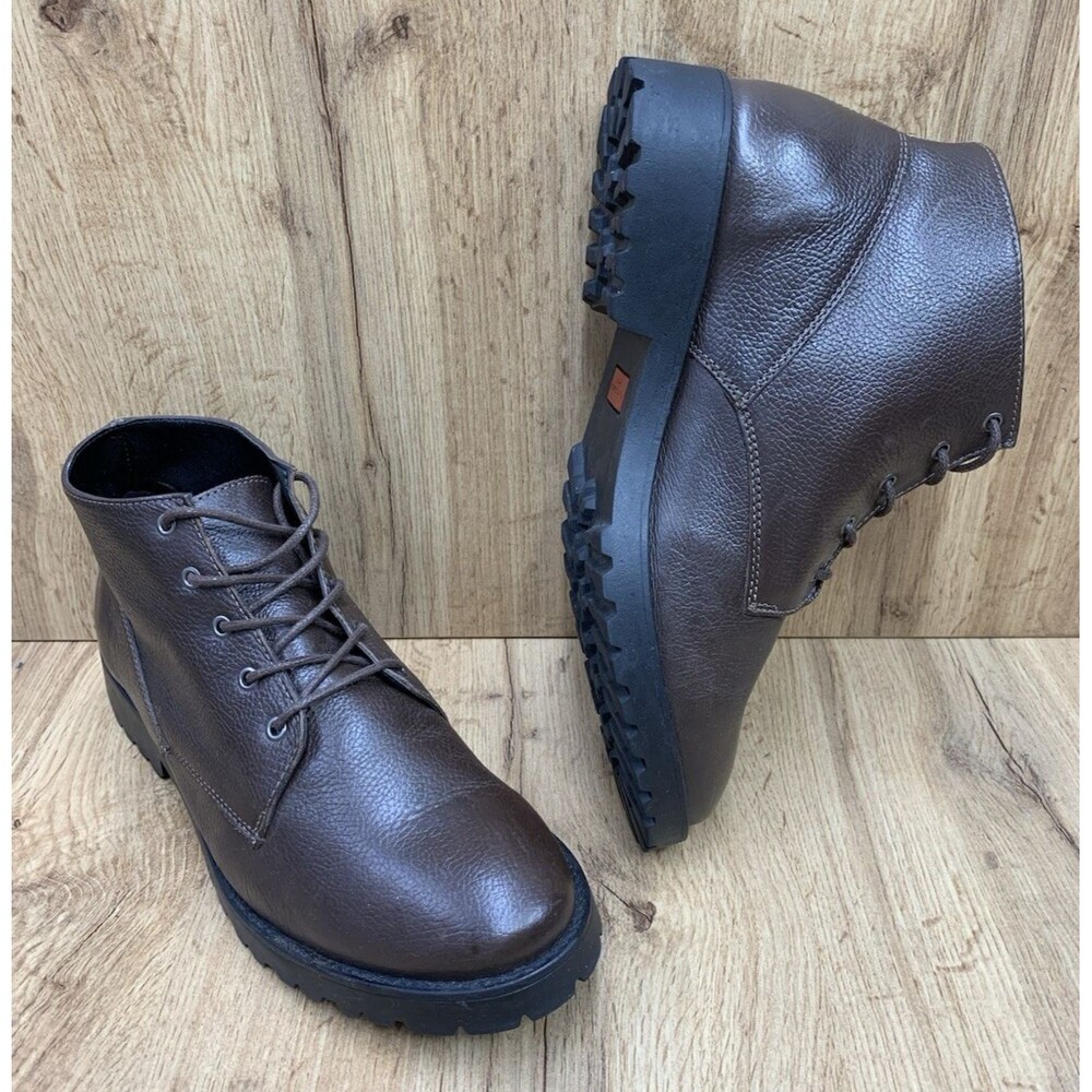 Marc Joseph New York Brown Leather Chukka Boots Women's Size 10 Lace Up Lug Sole